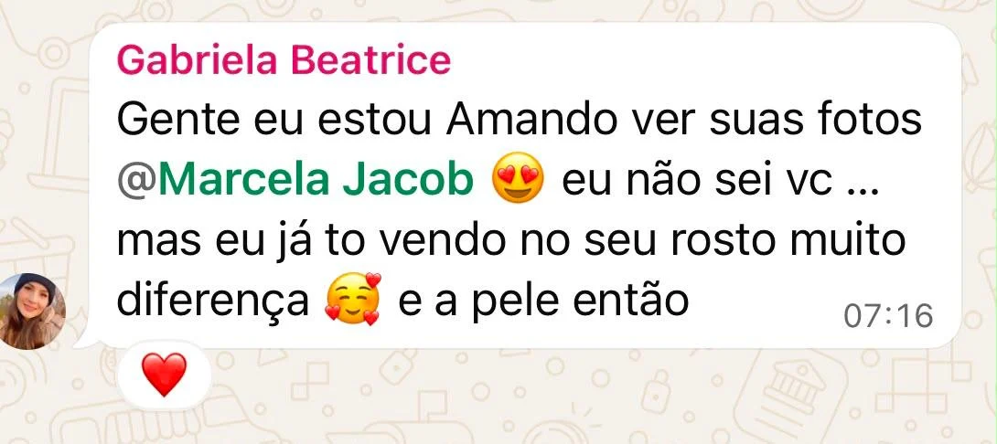 Print de depoimento Rosto e Pele